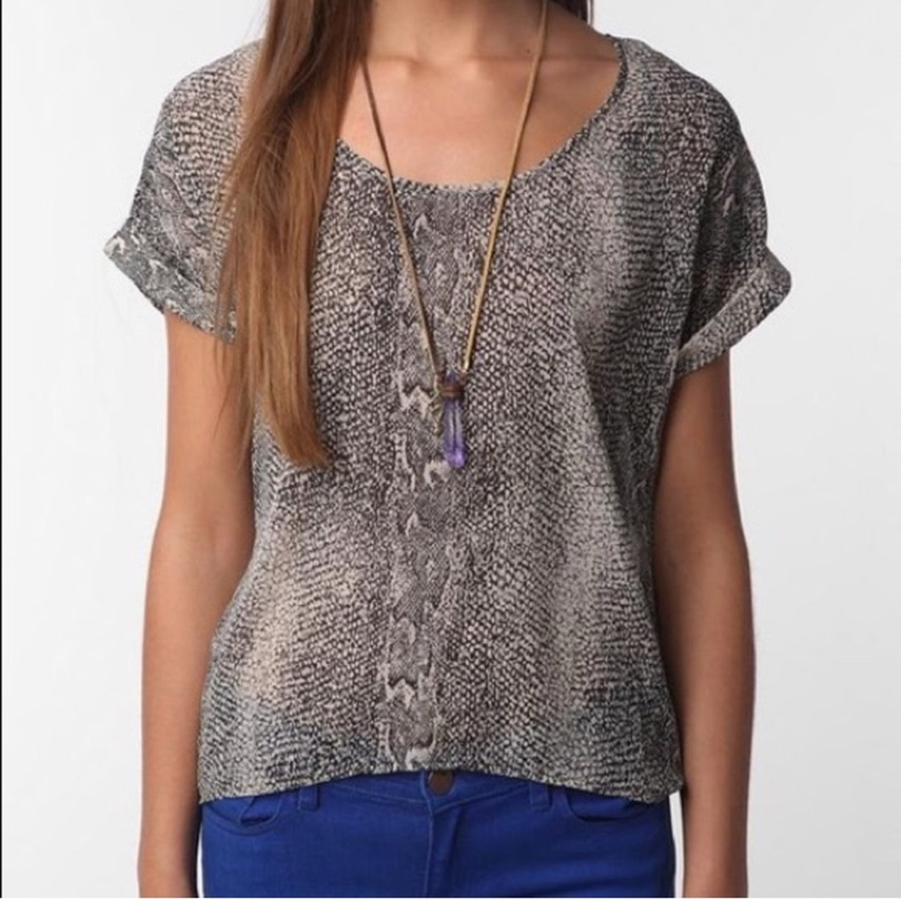 Lucca Couture Gray Snakeskin Blouse